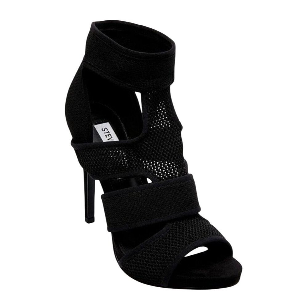 Steve Madden Linked Ultra High Stiletto Sandals Black Mesh Women's 7.5 Clubwear